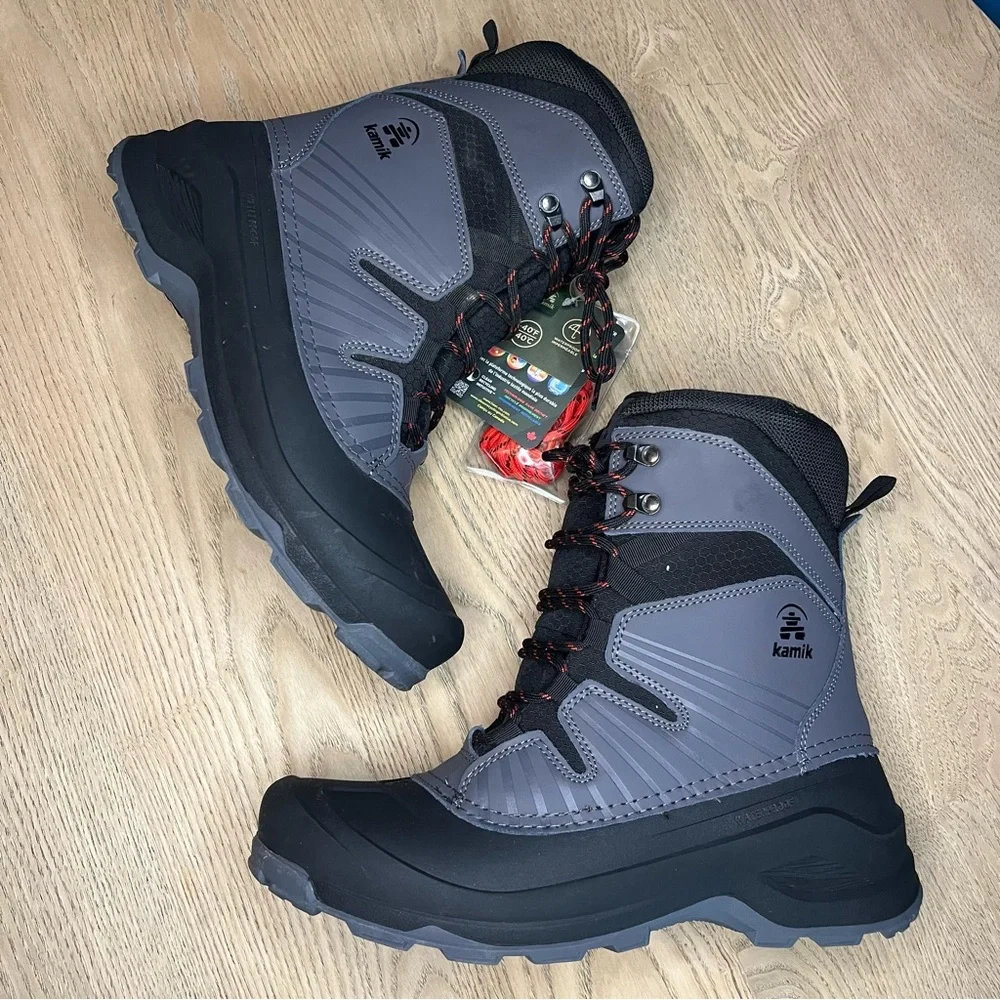 New! Kamik Men's Iceland Winter Snow Boots Charcoal Gray Size 11 Outdoor Gorp
